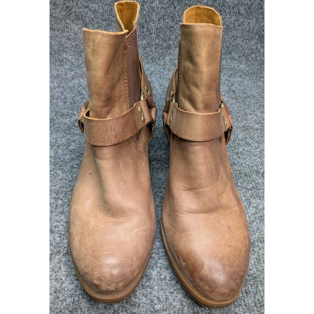 Korks Kork-Ease Womens 7M Brown Leather Harness Ankle Boots Western Q48041